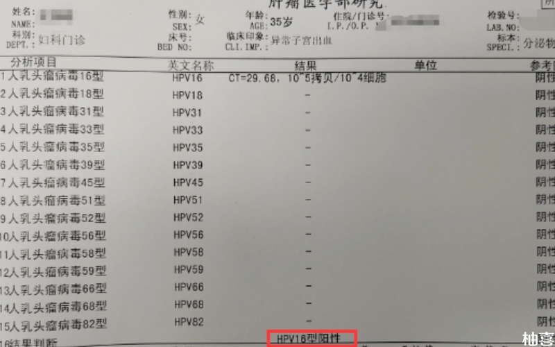 HPV检查报告