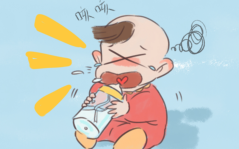 宝宝使用没有透气活塞的奶瓶倒置吐奶 咳嗽
